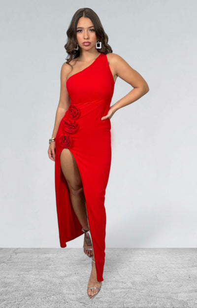 Vestido rojo con maxi flores - VESTIDO Boutiquemirel 