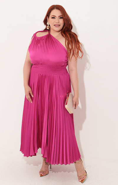 Vestido magenta plisado - VESTIDO Boutiquemirel 