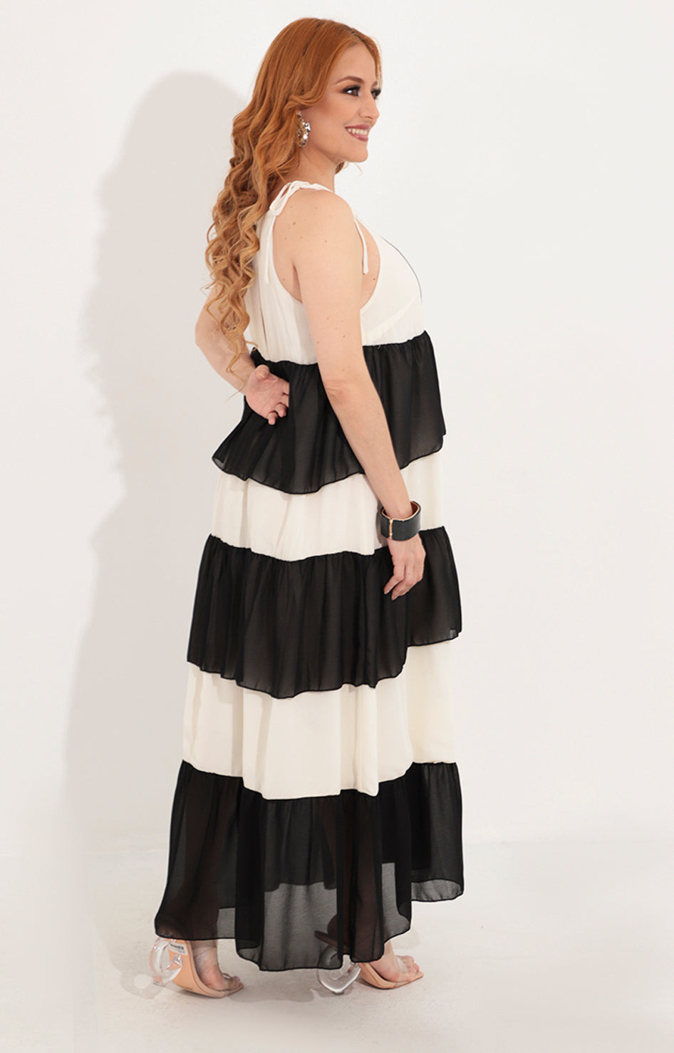 Vestido negro con beige G